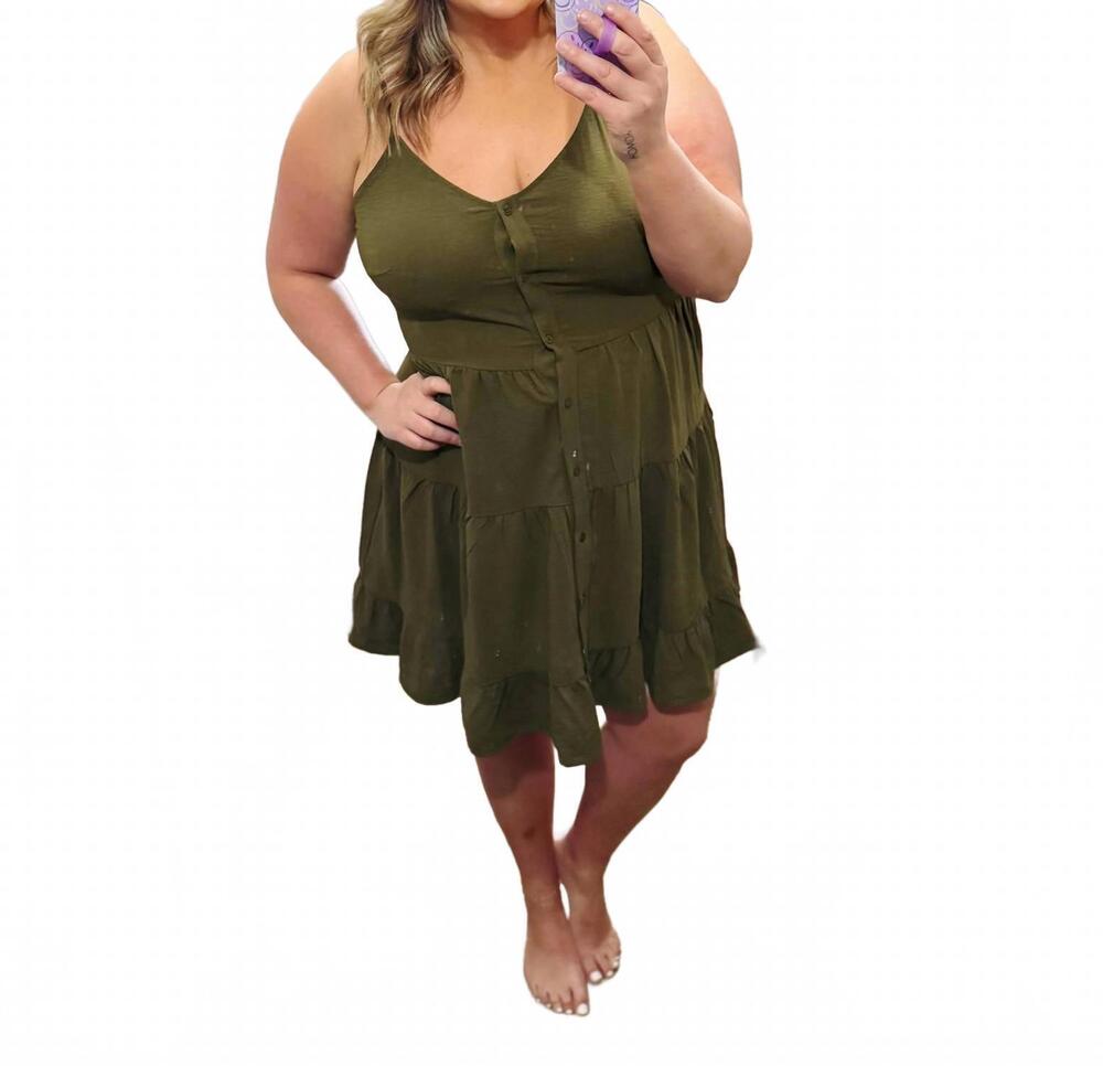NEW MOLLY BRACKEN tiered mini dress in green